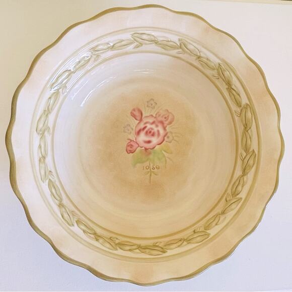 Vtg 222 Fifth Cheri’s Roses Large Serving Bowl Salad Centerpiece Decorative Bowl - Picture 5 of 9